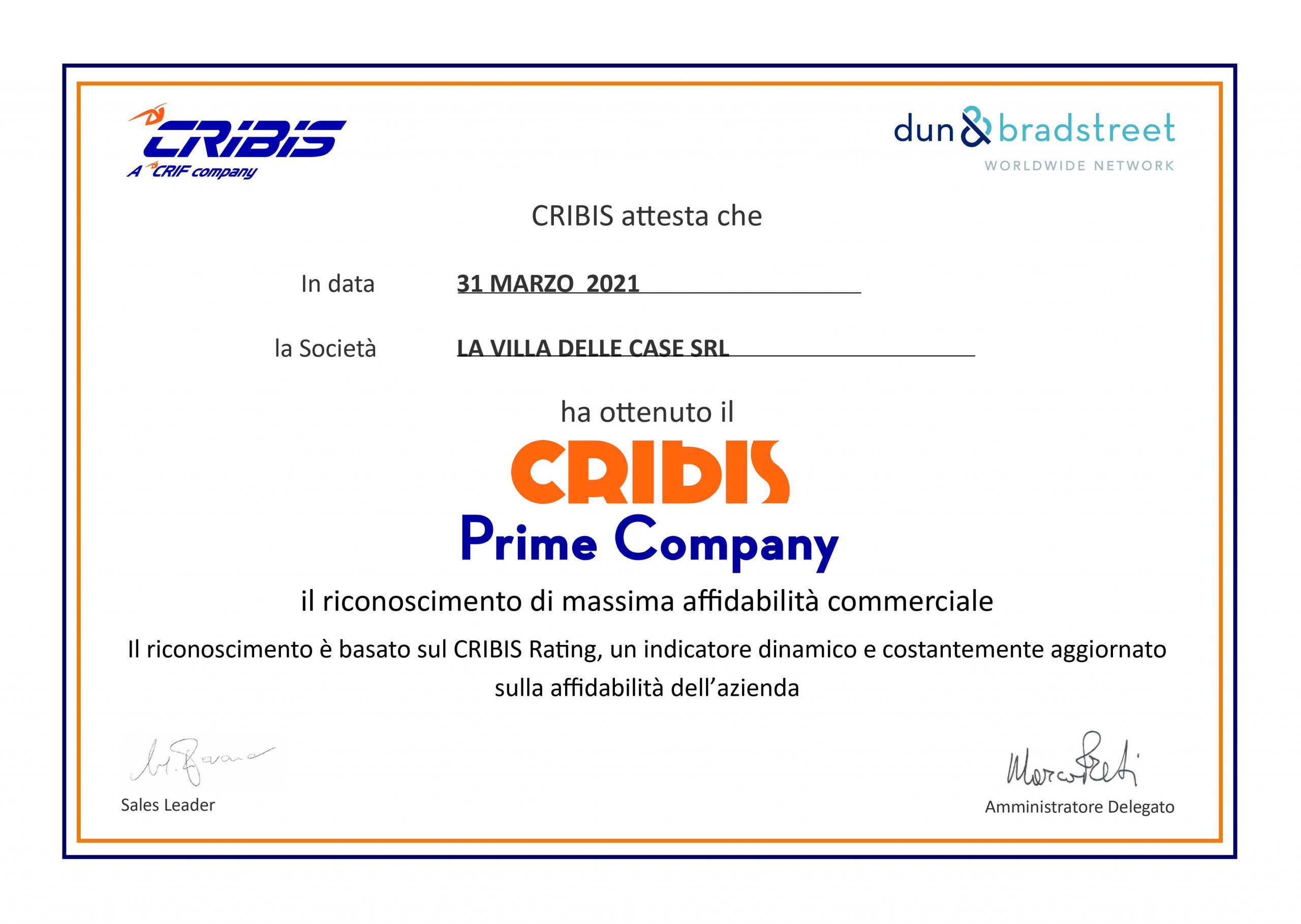 Certificazione CRIBIS